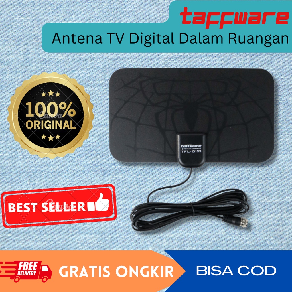 Taffware TFL D139 Antena TV Digital Analog Dalam Ruangan Canggih HD Indoor Jernih dapat Kabel Panjan