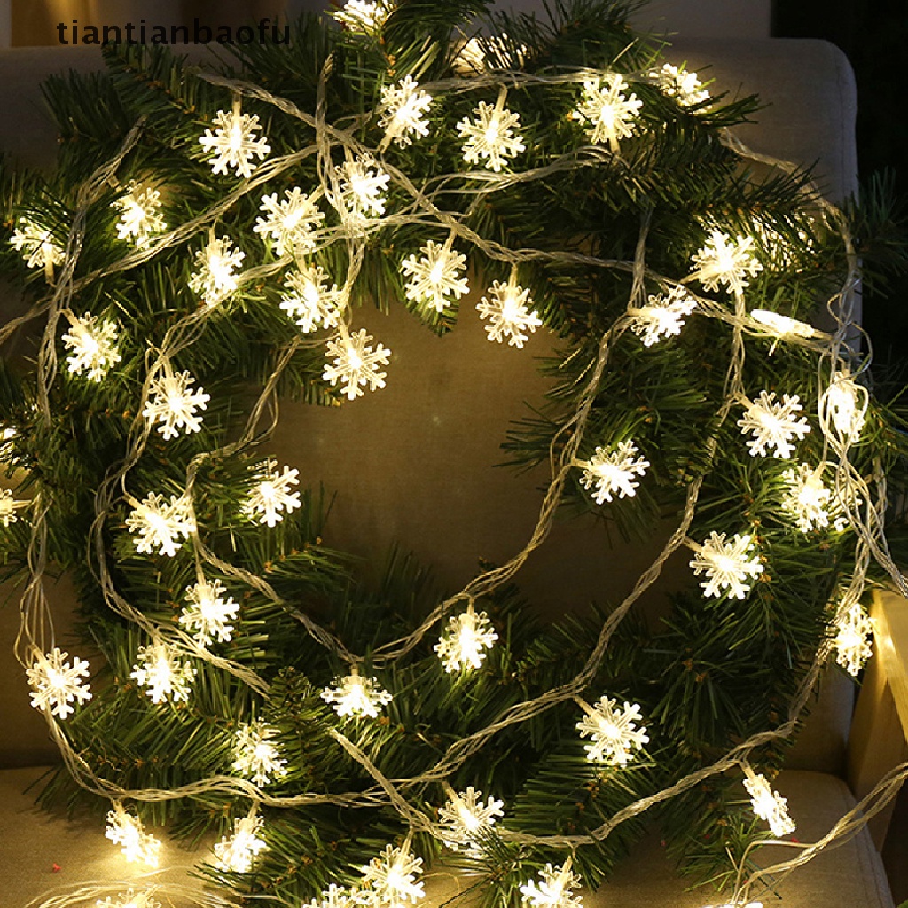 Lampu String LED Bentuk Snowflake Warna Warm White Untuk Dekorasi Natal