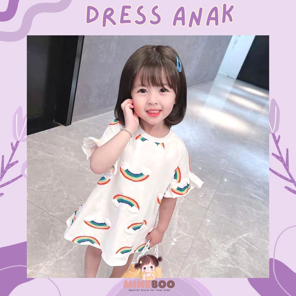 mineboo - RAINBOW GLITTER  1-9tahun Dress Kaos anak perempuan Plangi lucu Baju anak perempuan Gaun/Rok anak