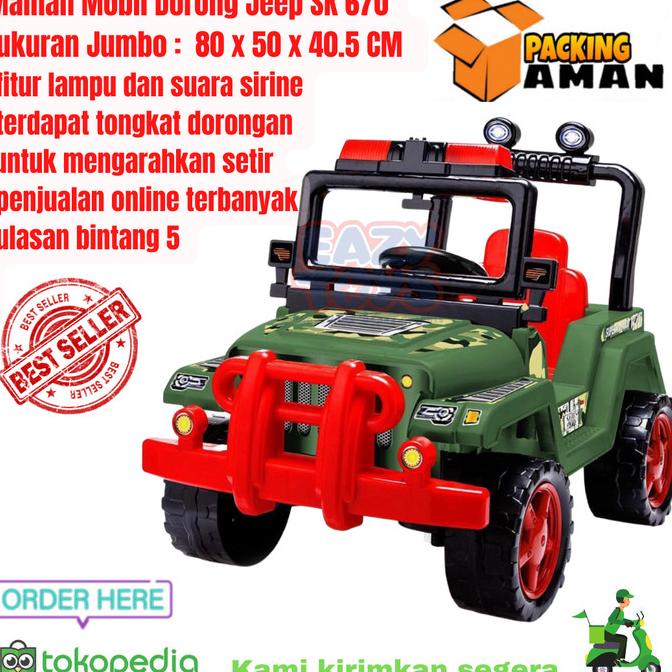 Mainan Mobil Dorong Anak Jeep Tentara Besar SK 670 Lampu dan Suara stock ada