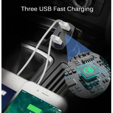 Car Charger Fast Charger 3 Port USB QC 3.0 TYPE C colokan mobil Car phone Charger / Universal Fast Charging 3129C