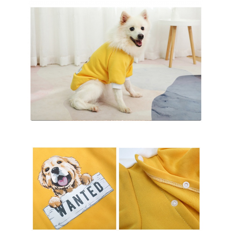 Sweater Bahan Fleece Warna Kuning Ukuran Besar Untuk Anjing