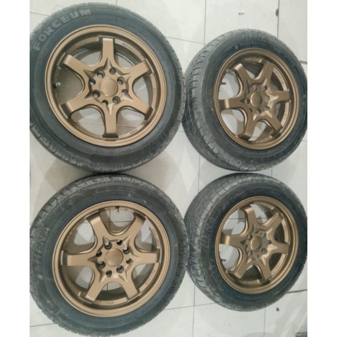 Velg dan Ban Mobil Bekas Sty Hsr Ring 15x6,5 H4x100/114,3 + Ban Hena  185 60 R15 Buat Calya Agya Ayl
