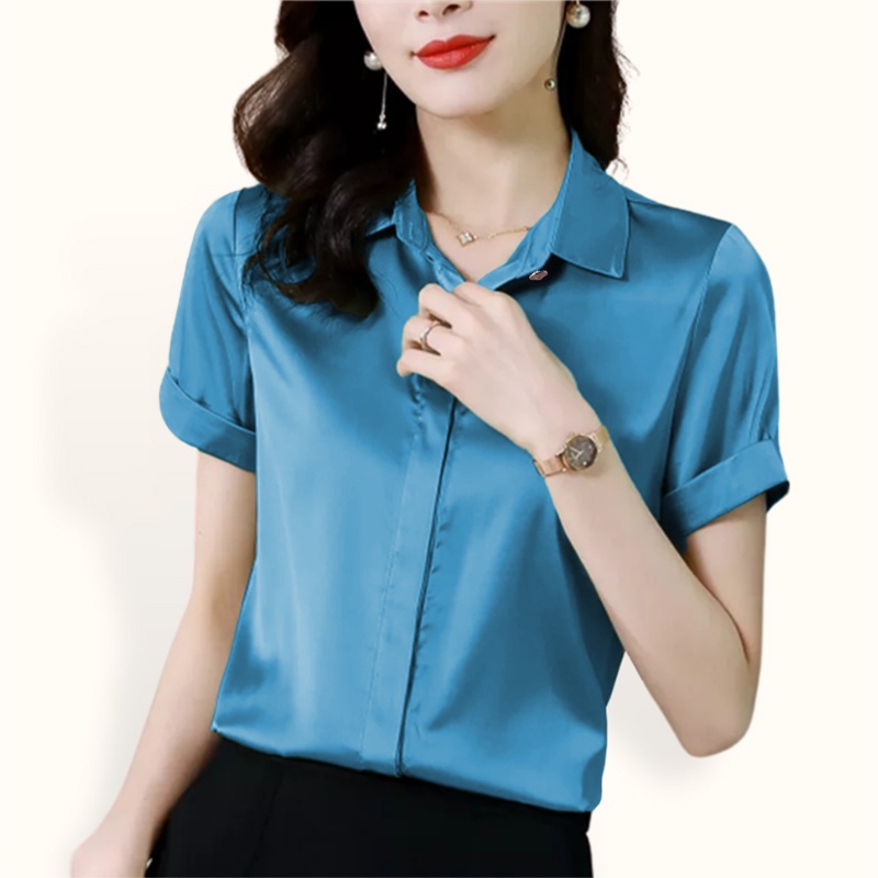 Kemeja lengan pendek wanita Gaya Korea model Terbaru - XSHOP Nelly