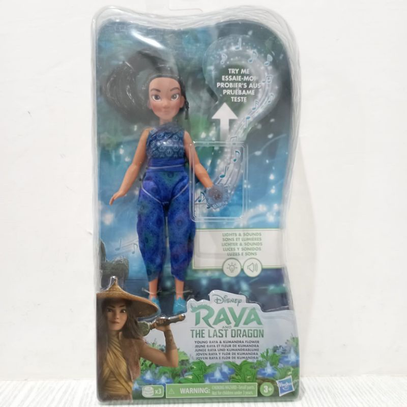 ori original hasbro disney raya and the last dragon princess doll boneka putri nak perempuan cewek hadiah kado ultah gift toy toys play set sound nyala lampu young kumandra flower figure action barbie gadis desa kampung birthday present