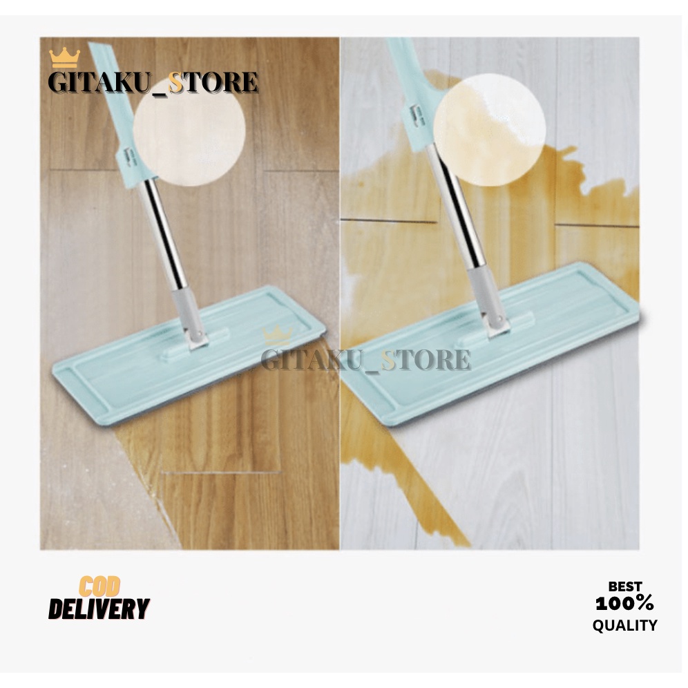 Ultra Standing Mop Microfiber Alat Pel Lantai Flat Mop Dapat Berdiri Microfiber Berputar 360 Derajat