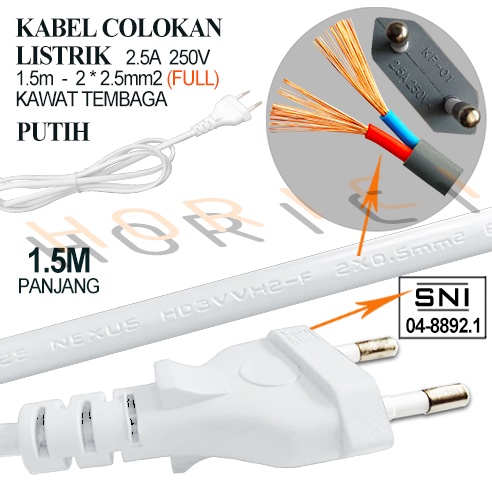 KABEL POWER / KABEL AC 220V / KABEL BUNTUNG / KABEL LISTRIK Kabel Sambungan + Colokan Listrik