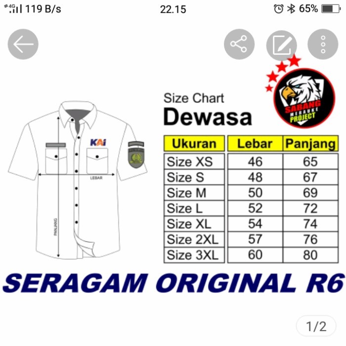 Univ Seragam Original R6 Kereta Api