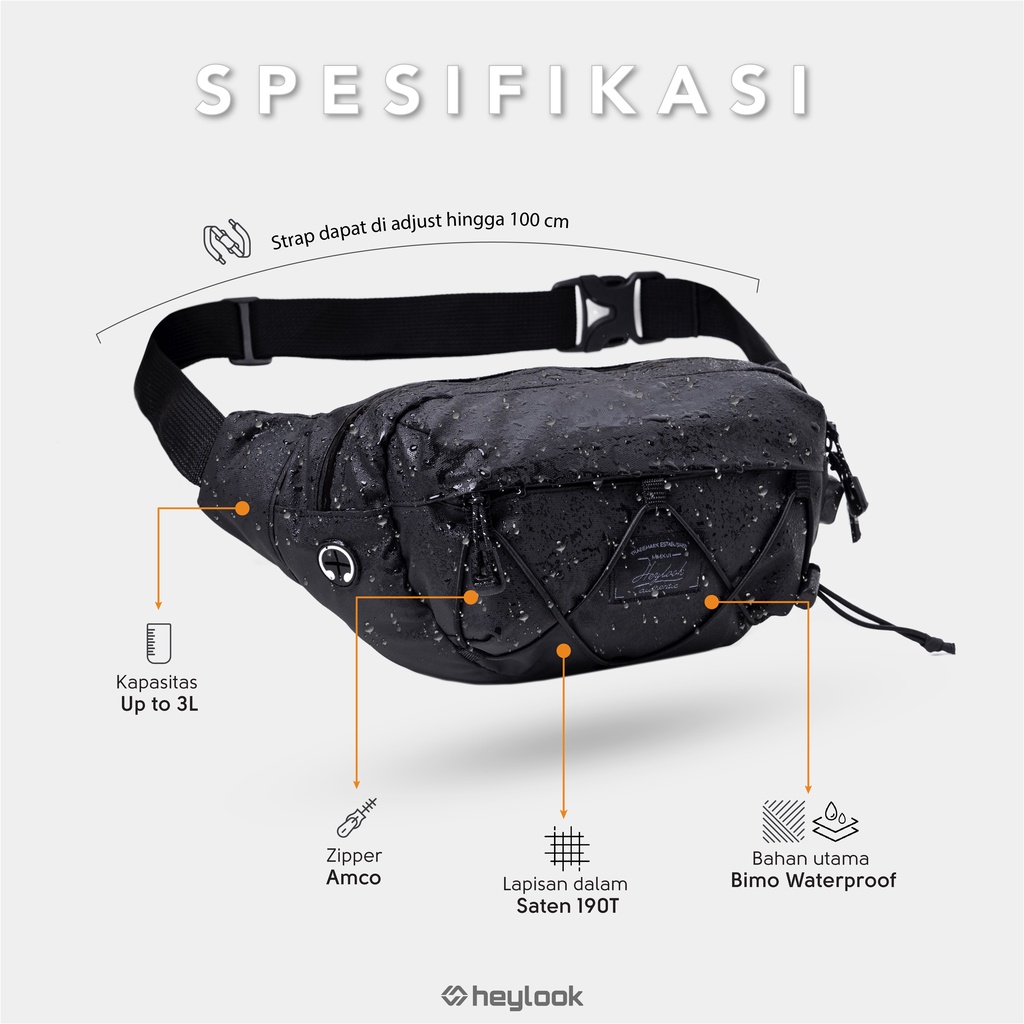 Waistbag Pria Waterproof Original Tas Pinggang Original Premium Bahan Bimo Tas Selempang Pria Anti Air Weistbag Phantom