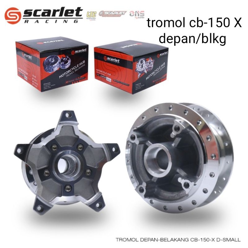 TROMOL SCARLET 1 SET DEPAN/BELAKANG MOTOR CBR150R NEW/CB 150R/VERZA/TAIGER REVO/CB150 X CROME/HITAM 