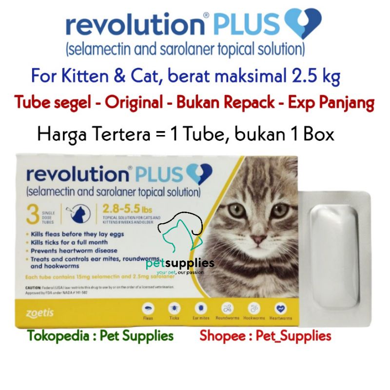 Obat Kutu Kucing Revolution Plus Kitten Berat Badan Up to 2.5 kg Harga 1 Tube