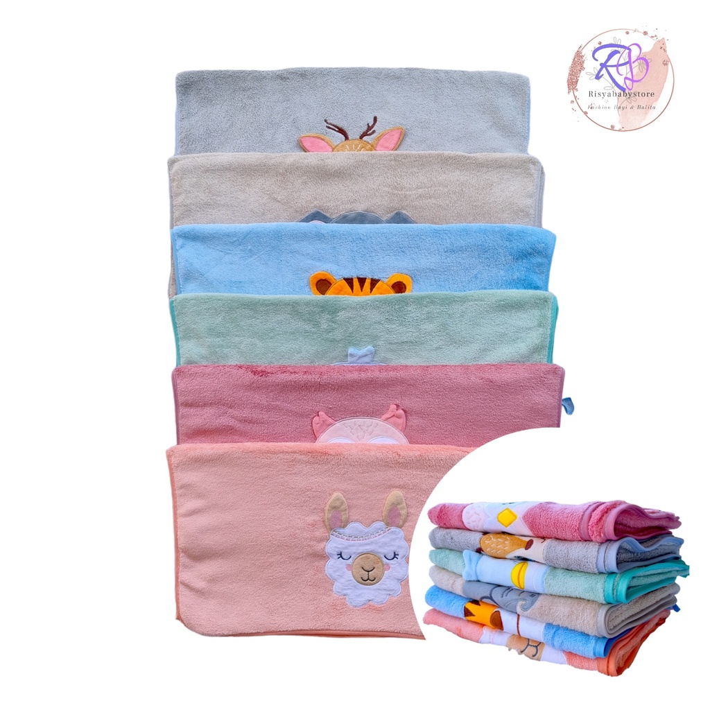 Handuk bayi microfiber dengan hiasan 3D lucu ukuran 100x50 cm