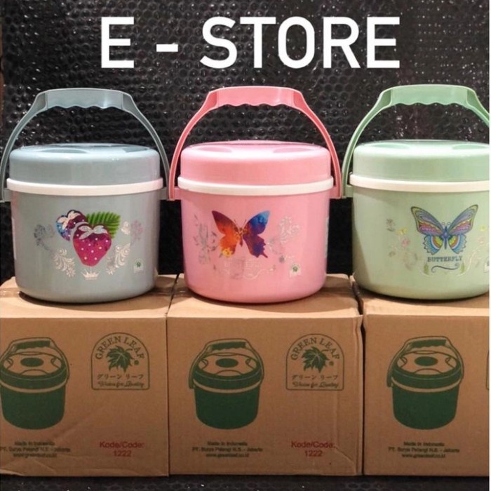 Bucket Termos Nasi Mini Rice Bucket Rantang Nasi Motif 1,5 Liter Green Leaf