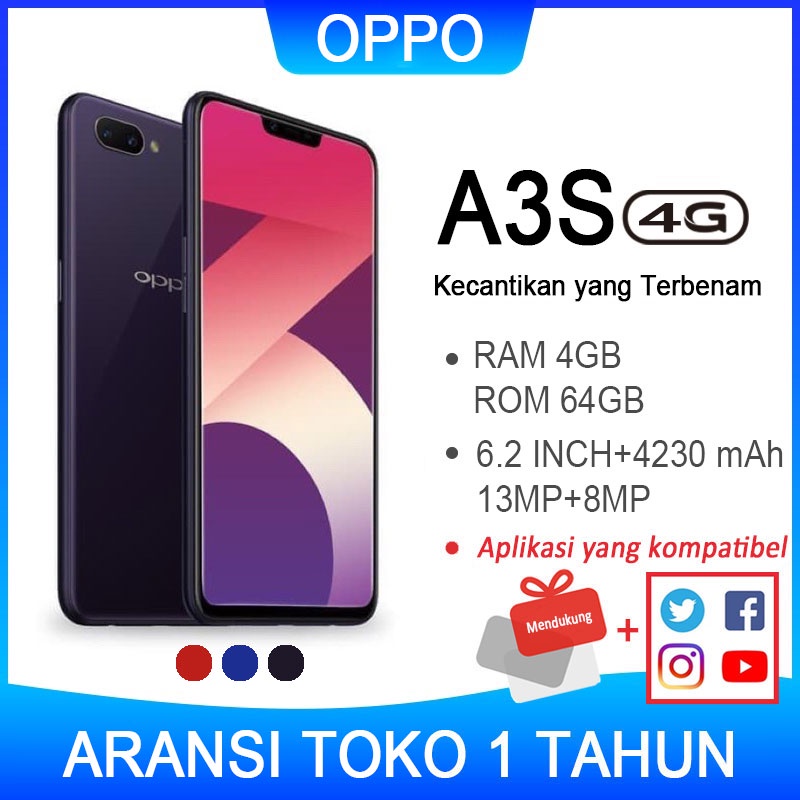 Jual OPPO A3s Hitam RAM 4/64GB GARANSI TOKO 1 TAHUN ORIGINAL BARU