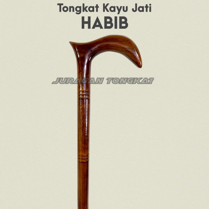 Tongkat Kayu Jati Habib / Tongkat Jalan / Tongkat Kayu / Tongkat Orang Tua / Tongkat Kayu Motif polo