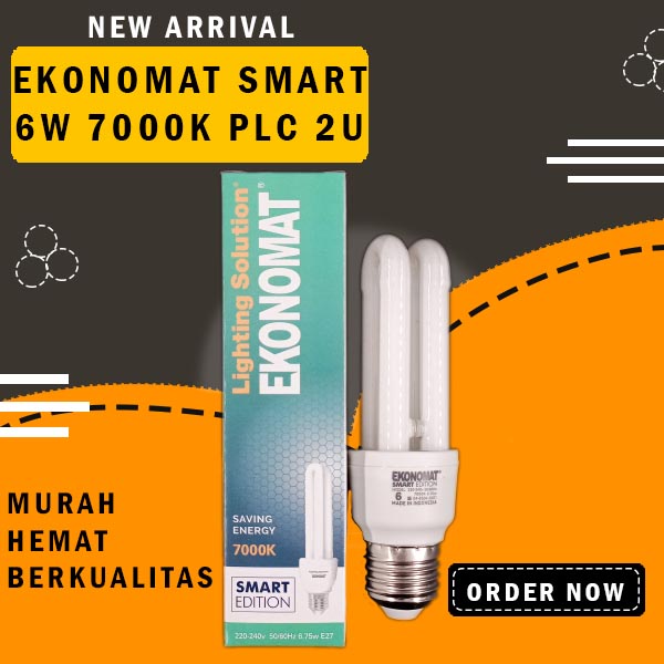 LAMPU EKONOMAT SMART EDITION PLC MODEL 6 7000K PUTIH 6W E27 MURAH