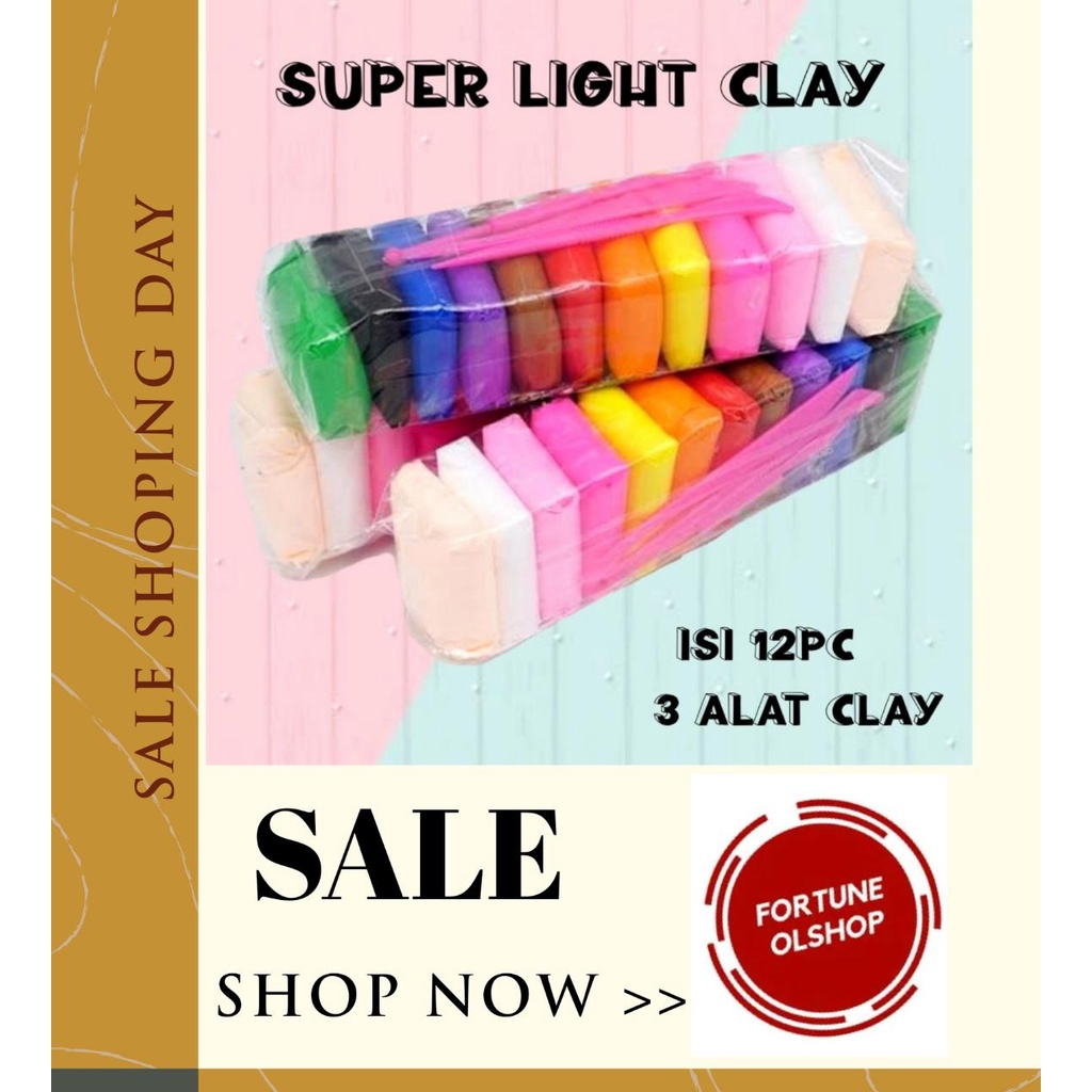 (FO)Clay Polymer Mainan Anak (12 pcs) Edukasi SLIME Clay Dough Colour Play