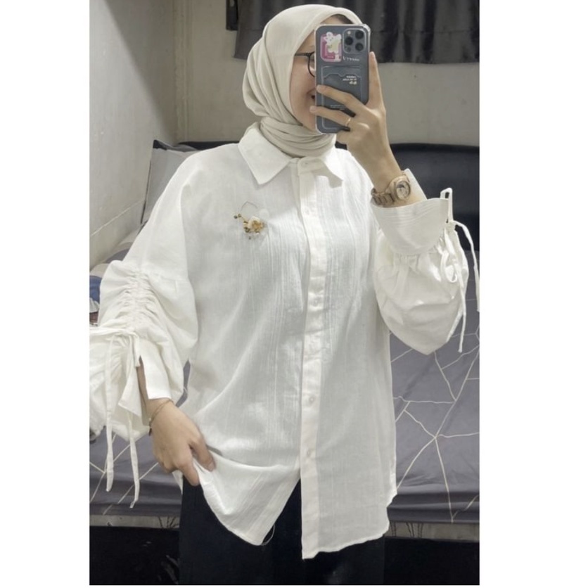 BEFAST - ZFS OOTD Blouse MAYA / LUNAMAYA CRINCLE BLOUSE ATASAN WANITA CRINCLE LENGAN SERUT / Atasan Wanita Lengan Panjang Serut / Blouse Keluaran Terbaru / Pakaian Casual Kerja Wanita / Blouse Polos Termurah / Fashion Kekinian Remaja ABG Trendy