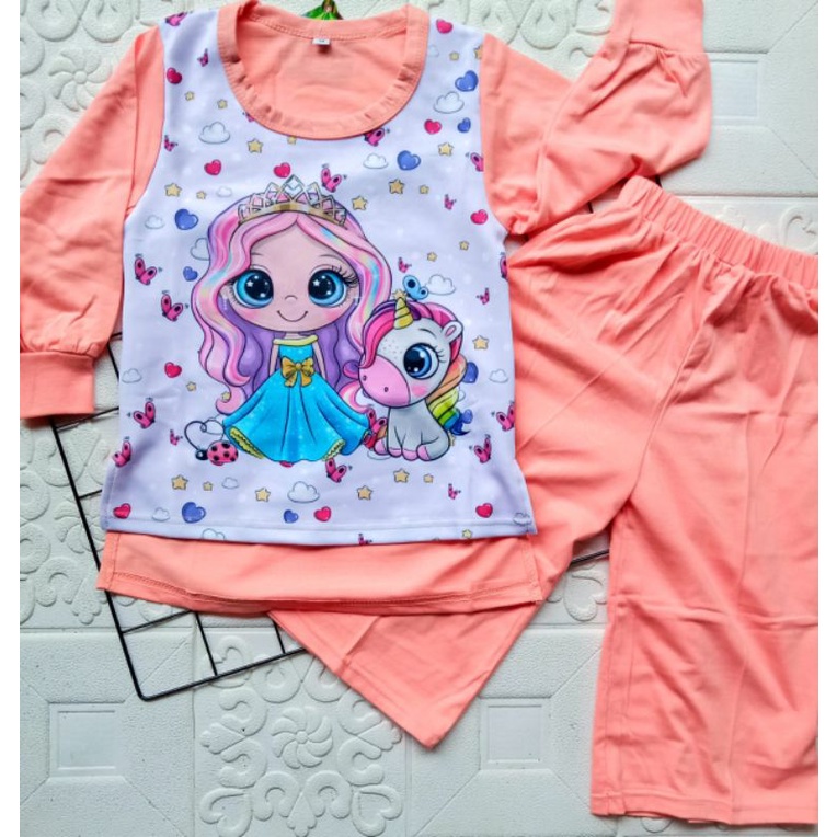 SETELAN KULOT ANAK OVERSIZE SLEBEW 3-8 TAHUN LENGAN PANJANG PRINCESS UNICORN BY TAROKO / SETELAN ANAK CEWEK OVERSIZE SLEBEW