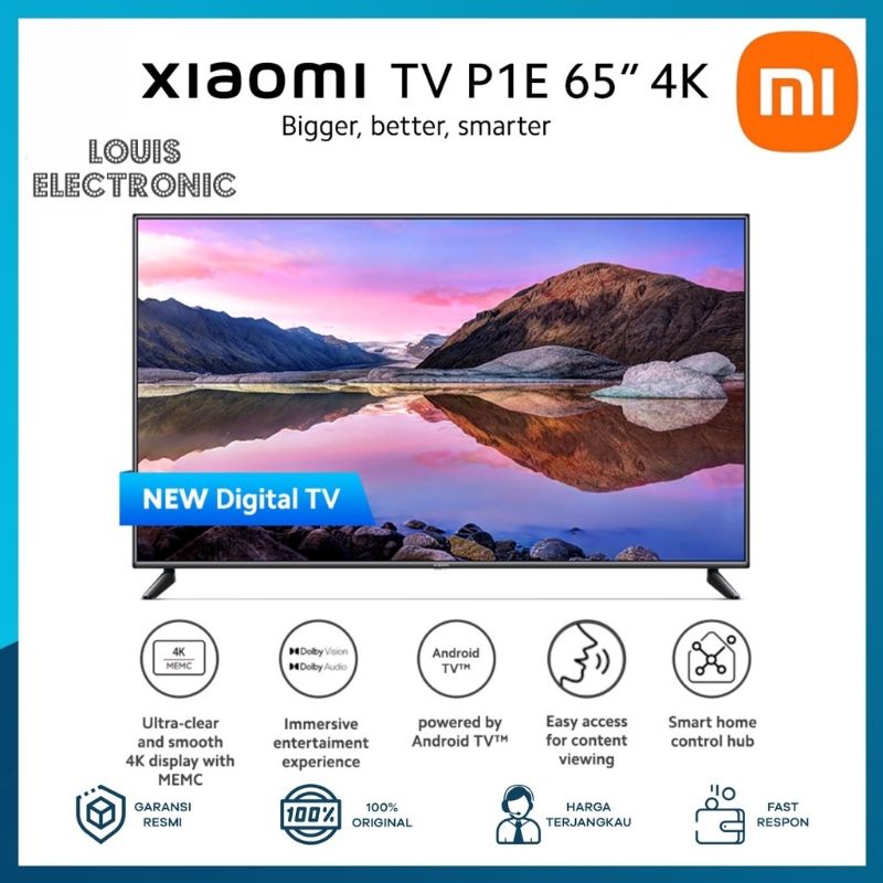 XIAOMI TV 65 INCH P1E 4K UHD SMART TV ANDROID TV BLUETOOTH ( KHUSUS MEDAN )