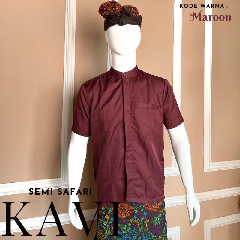 Baju Atasan Kemeja Lengan Pendek Pria Semi Safari Bali Polos Kavi