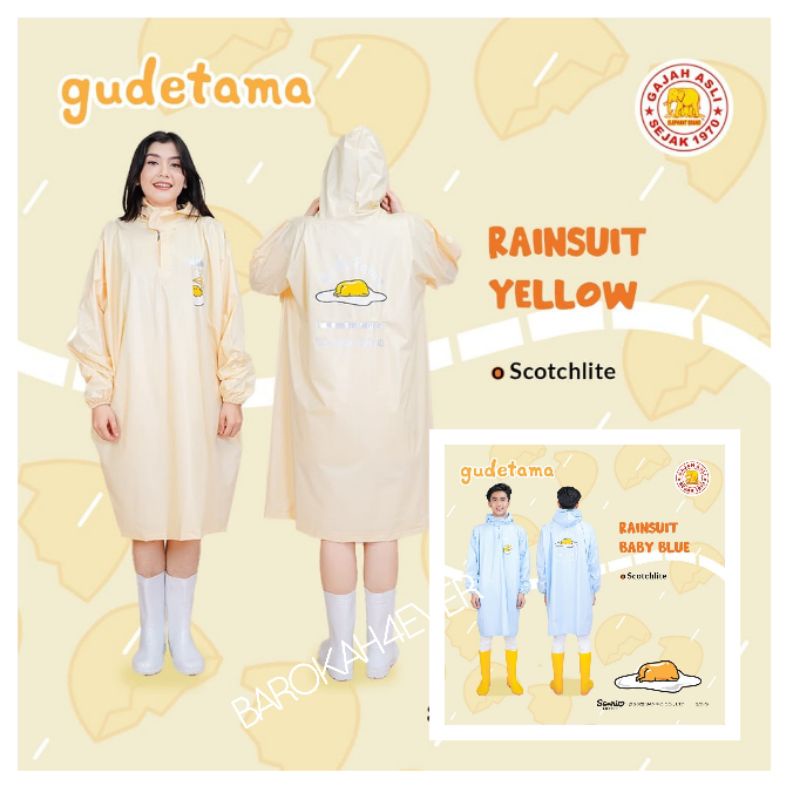 Raincoat GUDETAMA Gamis GUDETAMA MEREK GAJAH