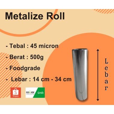 

ready Metalize Roll 45micron I 500grm I Kemasan Packaging I Foodgrade I Metalized