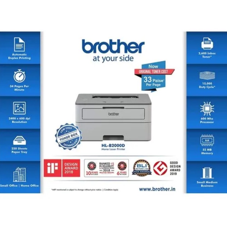 Brother Printer Mono Laser HL-B2080DW HL B2080 DW - Garansi Resmi