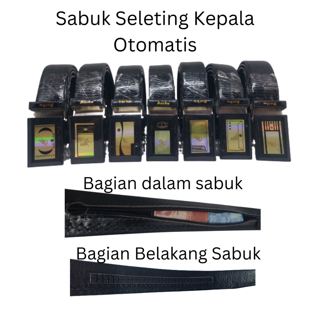 Sabuk Ikat Pinggang Pria Dewasa Model Seleting Bisa Buat Taruh Uang dengan Kepala Gesper Tipe Jarum dan Otomatis Bahan Kulit PU Harga Murah