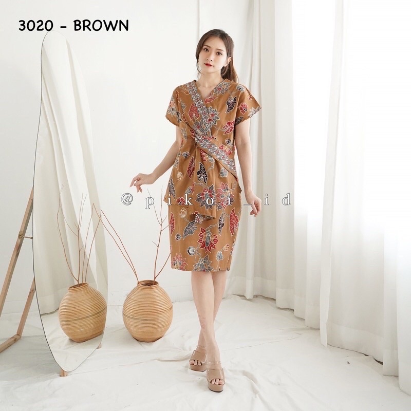 Setelan batik wanita modern / set batik atasan rok wanita /one set seragam batik kantor wanita /3020