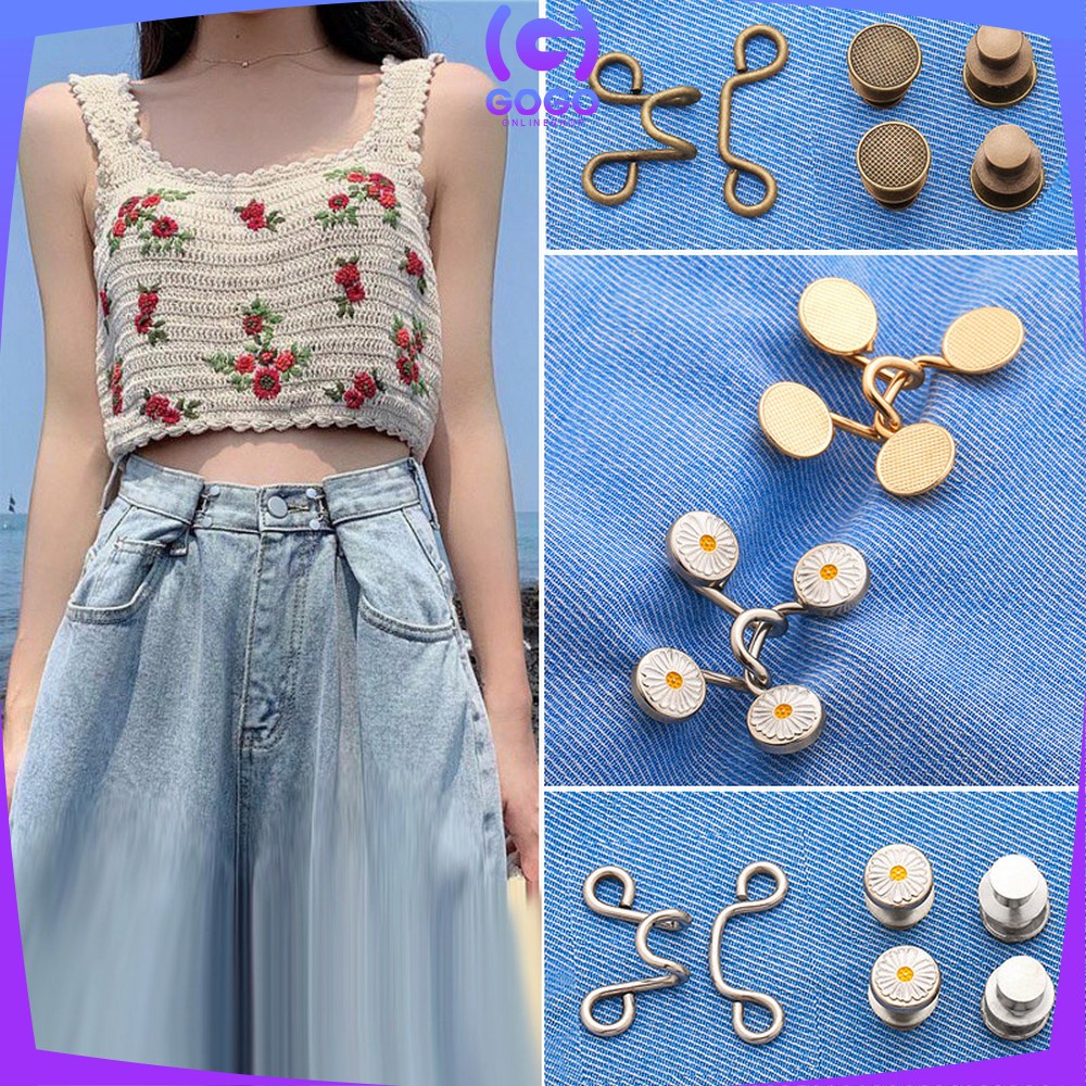 GOGO-P145 P146 Kancing Jeans Daisy Lepas Pasang Multifungsi / Kait Pengecil Lingkar Celana longgar kebesaran Korean Style / Jins Waist Button Adjustable