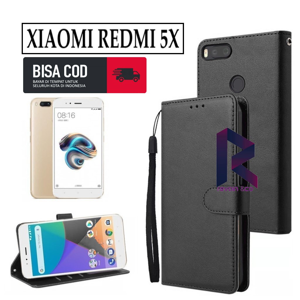 CASE XIAOMI REDMI 5X FLIP WALLET LEATHER KULIT PREMIUM SARUNG BUKA TUTUP KESING HP FLIP CASE XIAOMI REDMI 5X