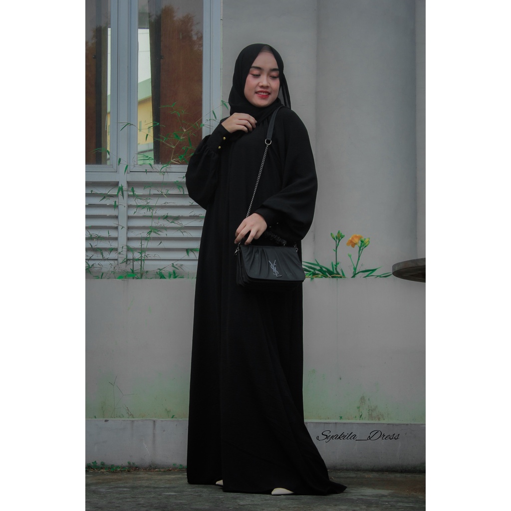 Nafisah Abaya | Gamis Basic Abaya Turkey hitam remaja wanita crinkle terbaru 2022 dress jumbo kekinian