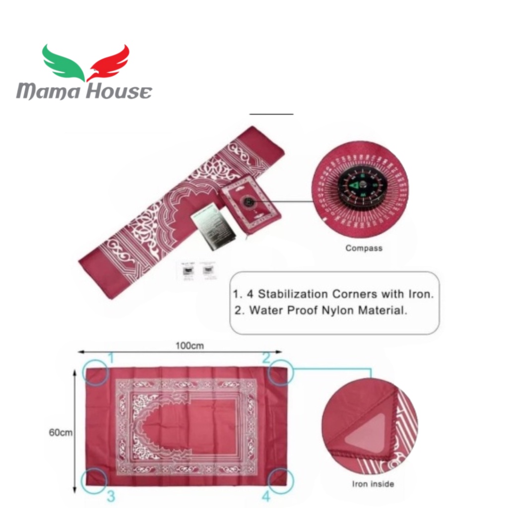 [MH] Sajadah Lipat Kompas Kiblat  Cocok Untuk Travel Sajadah Alydrus Traveling Besar