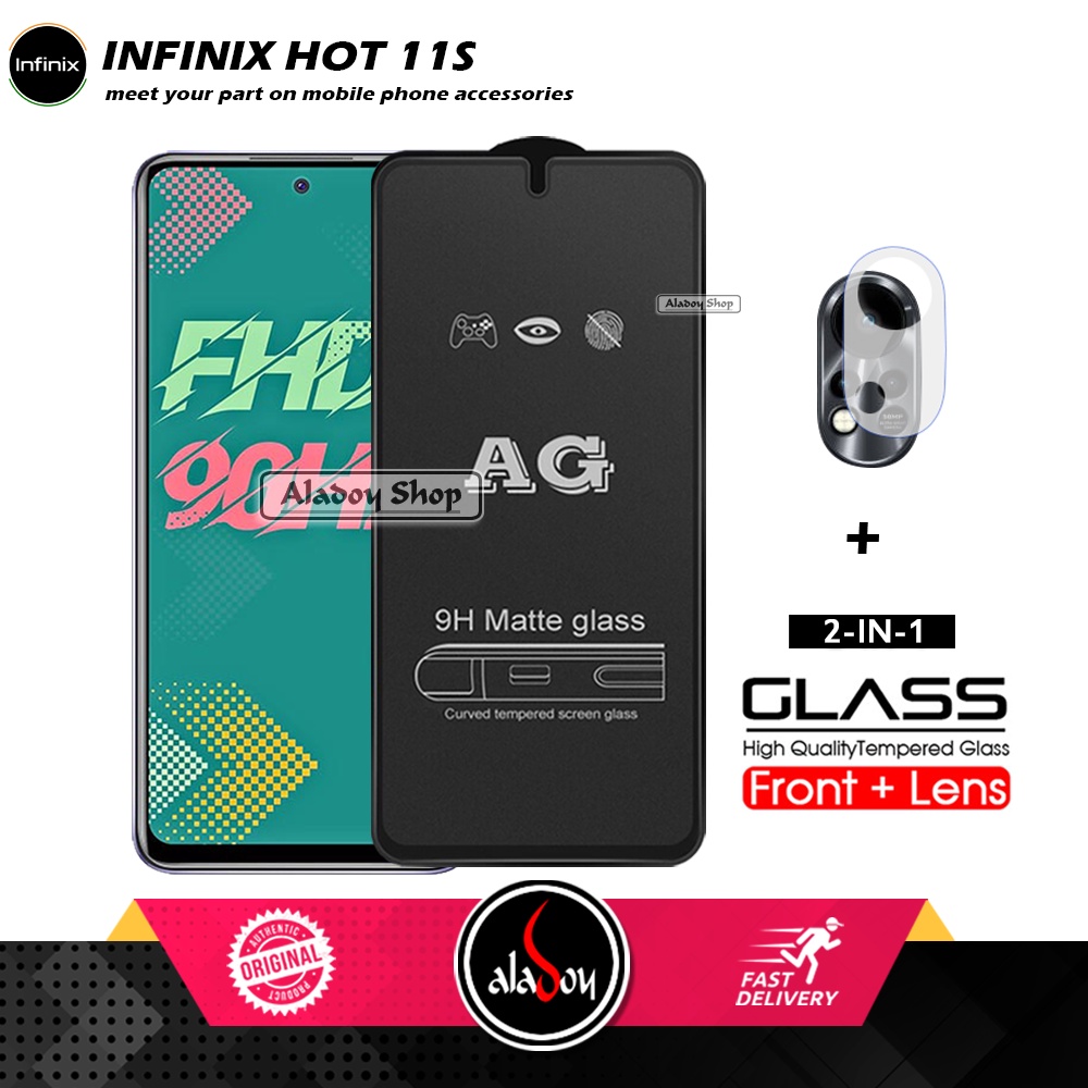 INFINIX HOT 11S PAKET 2IN1 Tempered Glass Matte Anti Glare Full Layar dan Tempered Glass Kamera