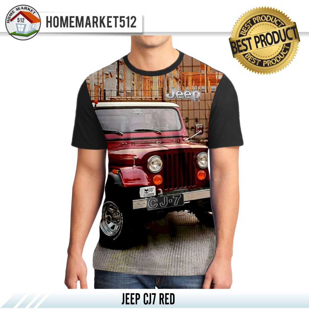 Kaos Pria Jeep CJ7 Red Kaos Unisex Dewasa Big Size | HOMEMARKET512