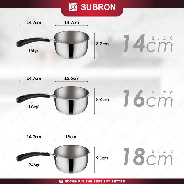 Panci Susu Stainless Steel Milk Pot 15/17/19cm - Subron