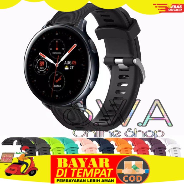 {COD} Samsung Galaxy Watch Active 2 40mm 44mm Strap Silikon Garmin Style - Hitam