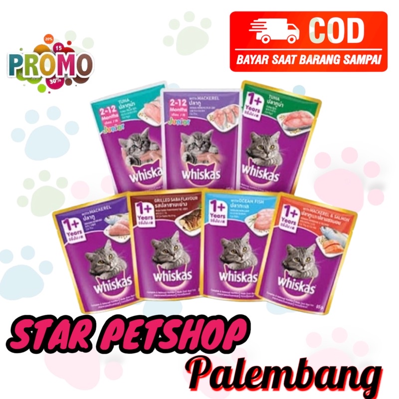 Whiskas Pouch 80gram Makanan Basah All Varian Rasa