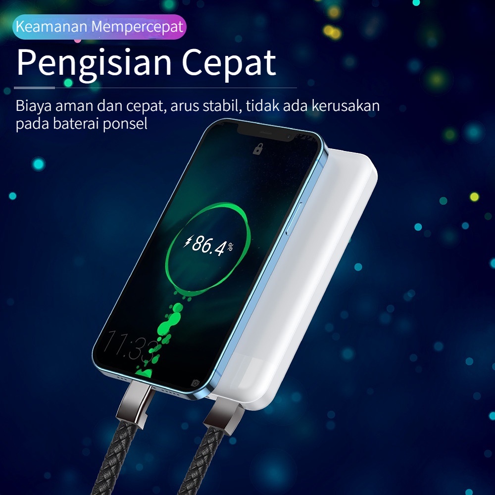 Kabel Data Charger Type C / iPhone / Micro USB Gelang Quick Charge up to 2.4A