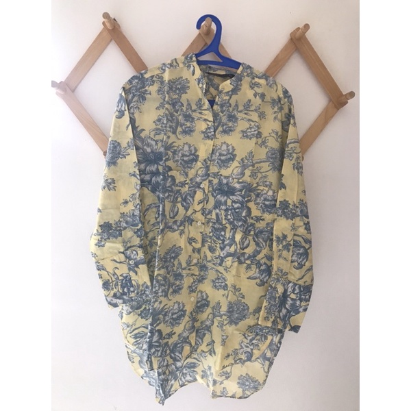 Atasan Blouse Motif Bunga Bunga Wanita Original Branded Zara Woman Preloved