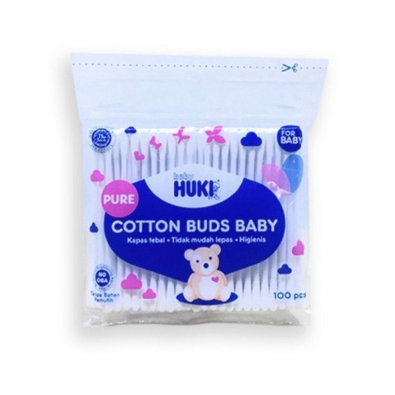 Huki Pure Cotton Buds Adult 100 Pcs | Huki Pure Cotton Buds Baby 100 Pcs/Korek Kuping