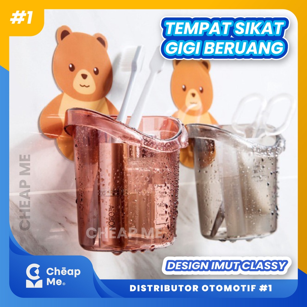 Tempat Sikat Gigi Odol Bear Beruang Rak Alat Holder Kamar Mandi Lucu / Wadah Sikat Gigi Anak Motif B