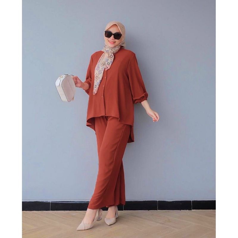 One set lecia crinkle airflow fashion remaja OOTD / lecia one set crinkle kekinian korean style