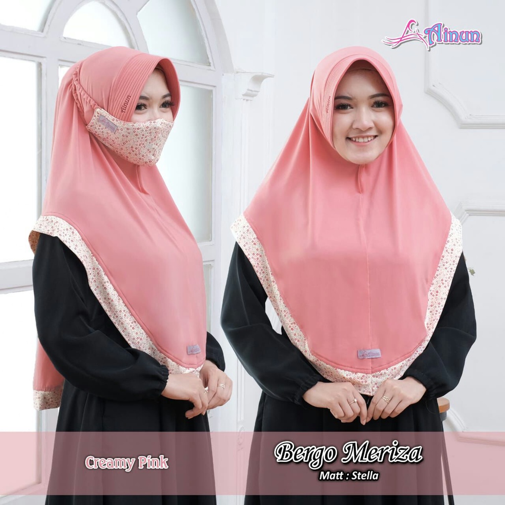 BERGO MERIZA CREAMY PINK BY AINUN/BERGO JERSEY/BERGO PAD/BERGO PED