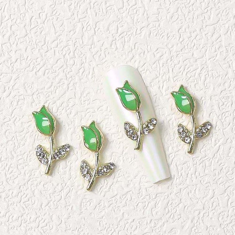 Mxbeauty Tulip Dekorasi Kuku Manis Jepang Logam Tulip DIY Nail Art Manicure Aksesoris Alloy Tulip Nail Drills