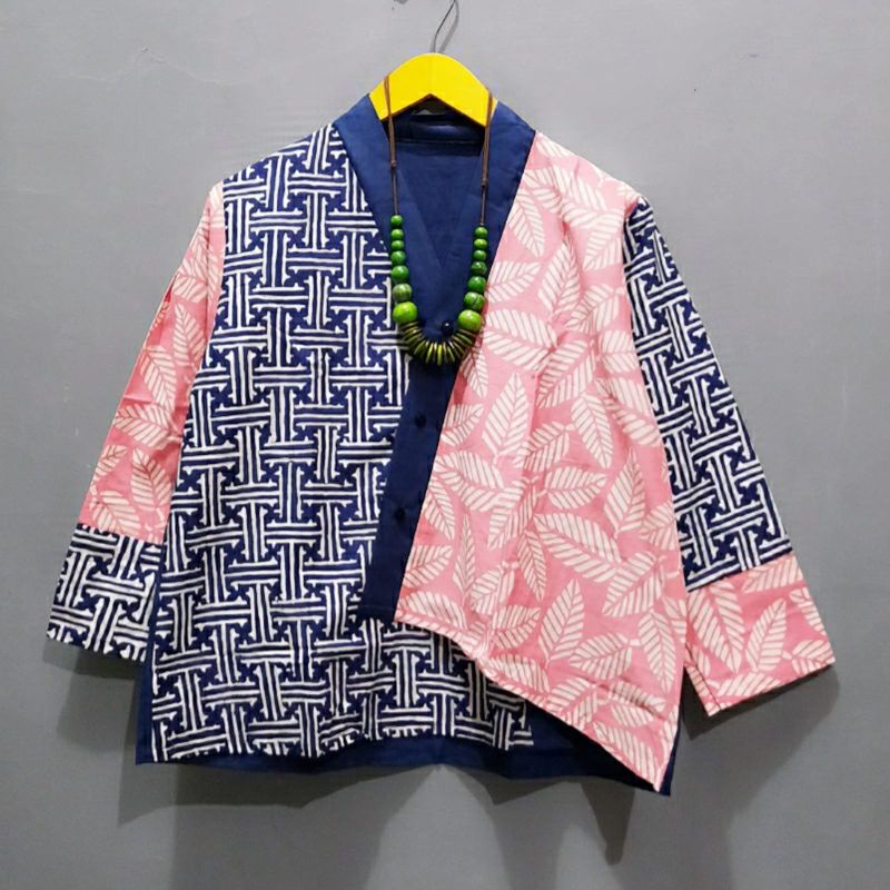 blus kimono katun toyobo mix batik garutan batik solo atasan trendy blus batik