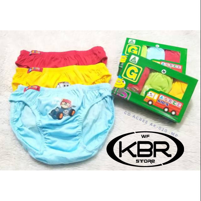 3 PCS Cd agree kids AK 20 CELANA DALAM anak AGREE ak17 bordir celana dalam anak-anak wf store