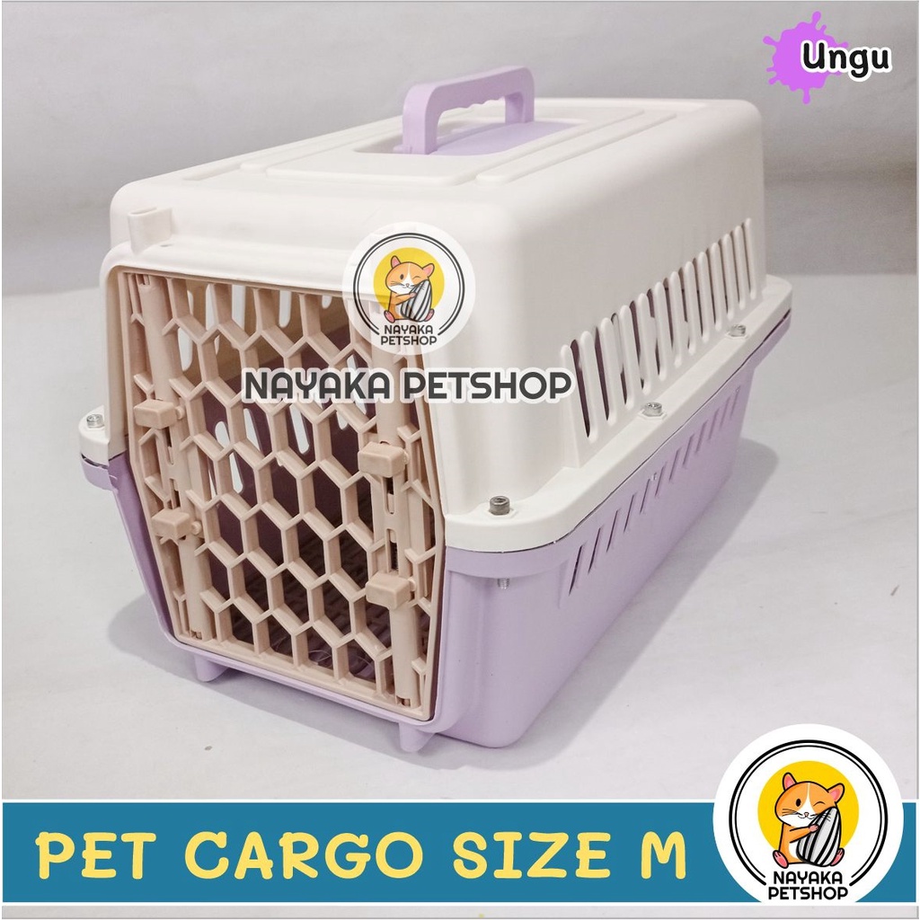 Size M Pintu Plastik Pet Cargo Murah Pet Carrier Kucing Travel Kandila Musang