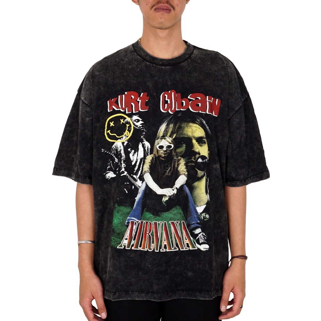 Toxic1805 Vintage Nirvana Kurt Cobain Washing Oversize Tee T-Shirt Kaos
